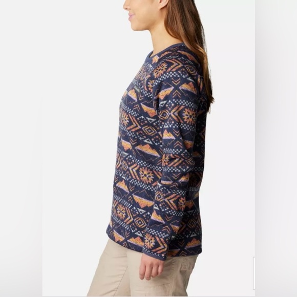 Columbia Sweater Weather Fleece Crew Shirt Nocturnal Pinecones Aztec Outdoors - Picture 3 of 9